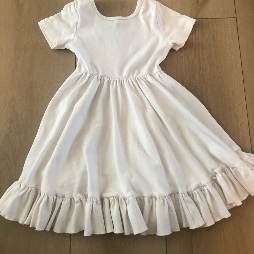 Girlhood by Little Stocking co White Ruffle Hem Dress